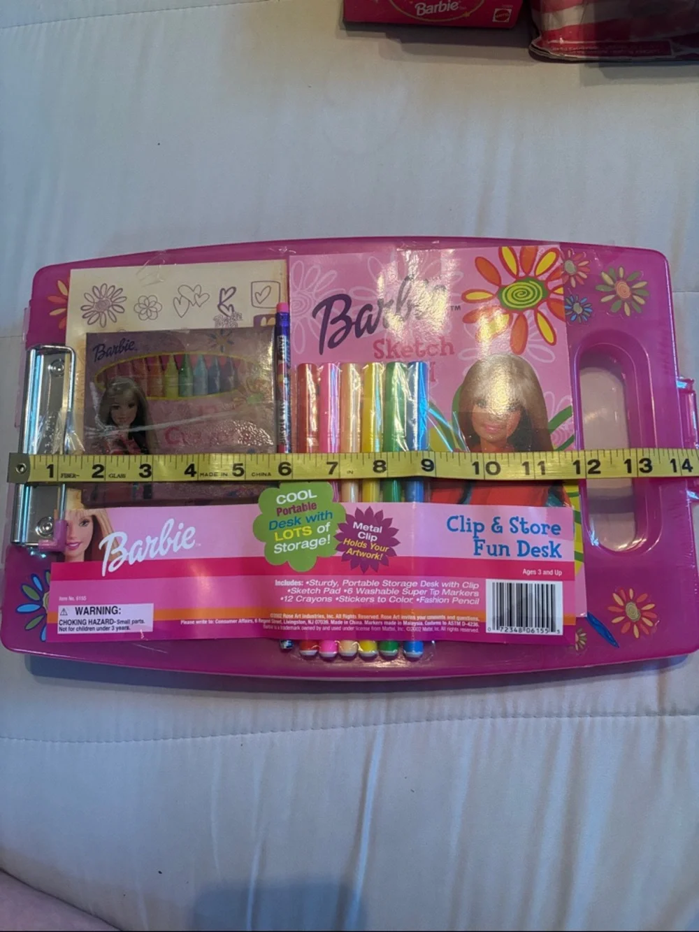 Barbie Pink Portable Clip & Store Art Desk Set with Multicolored Markers